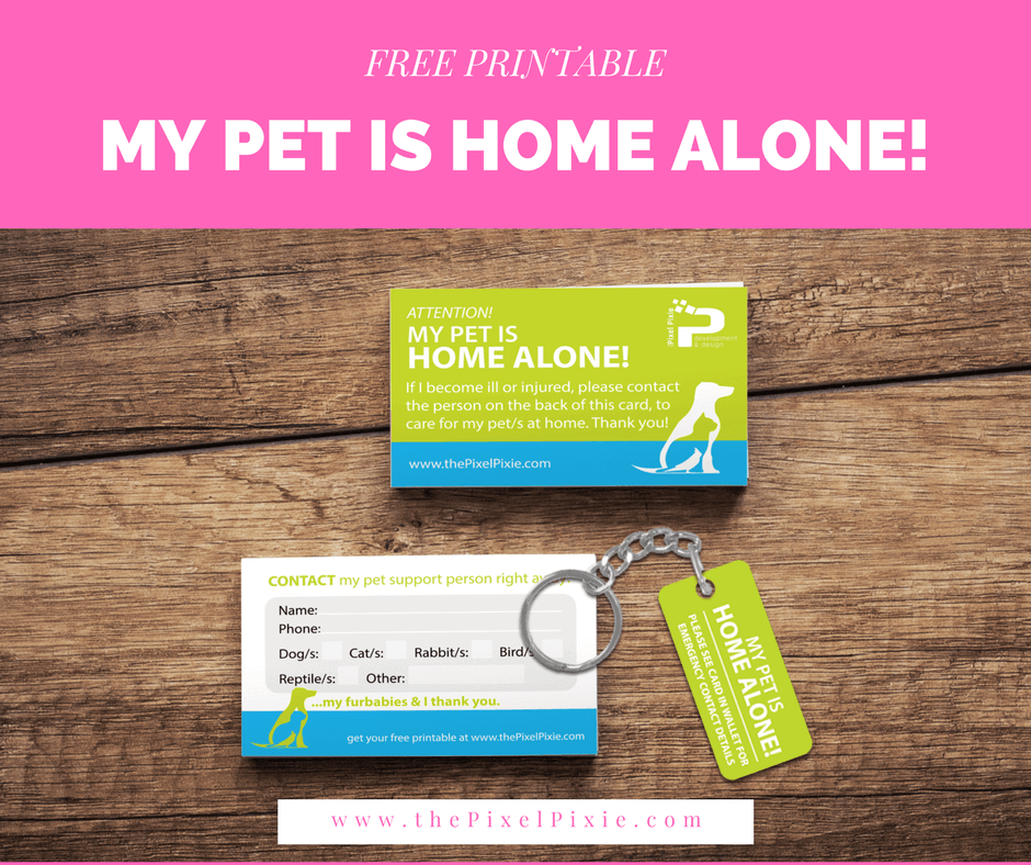 "My Pet is Home Alone" wallet card ThePixelPixie